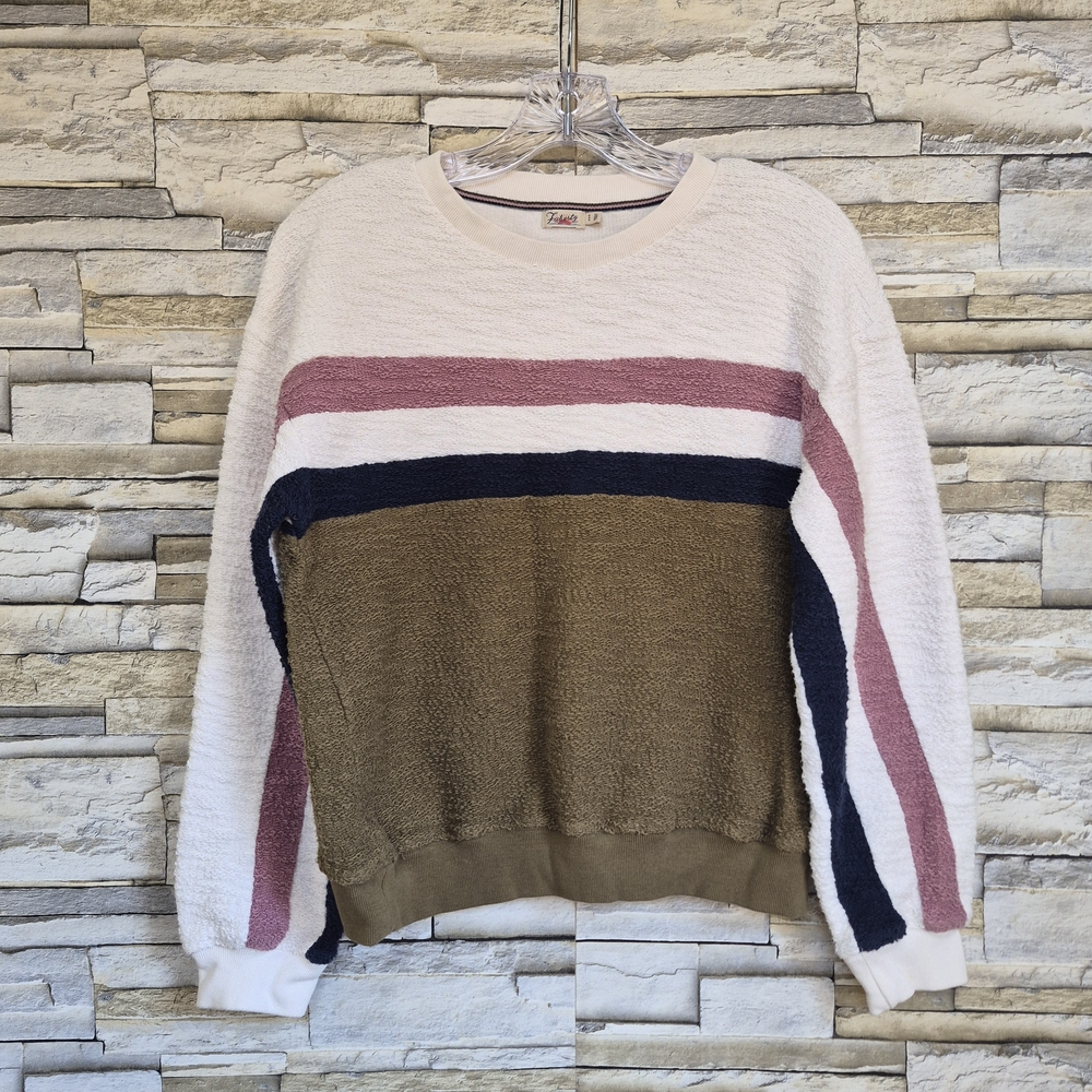 ​Faherty Sweater Women's M Pacific Terry Cloth Pullover Colorblock Stripe